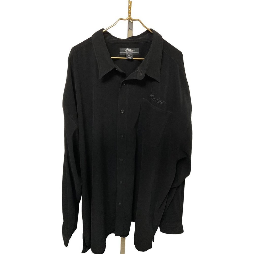 5xl KNOCKOUT SIGNATURE BLACK VELVETY DRESS SHIRT